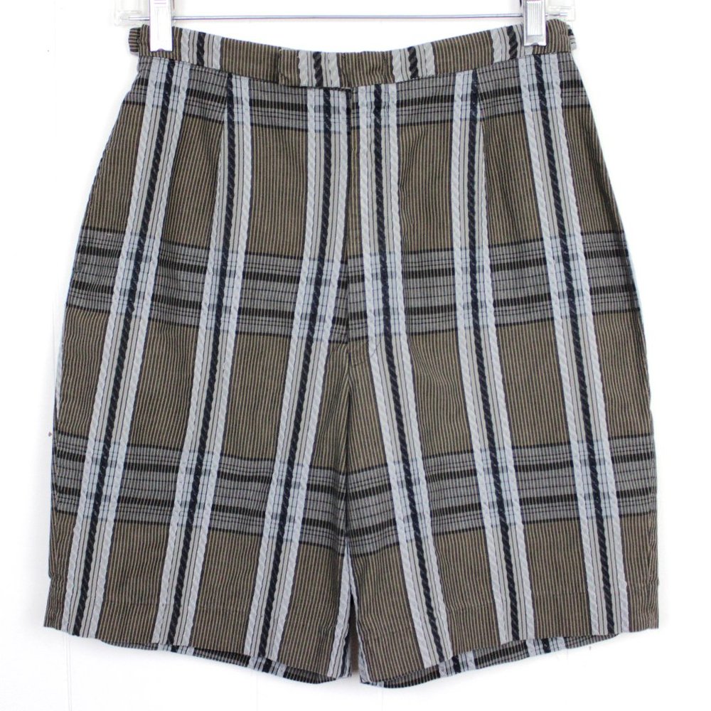 Vintage 70s Jack Winter Brown Plaid Shorts with Pockets Size Small